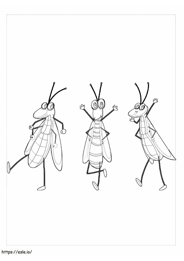 Three Grasshoppers coloring page