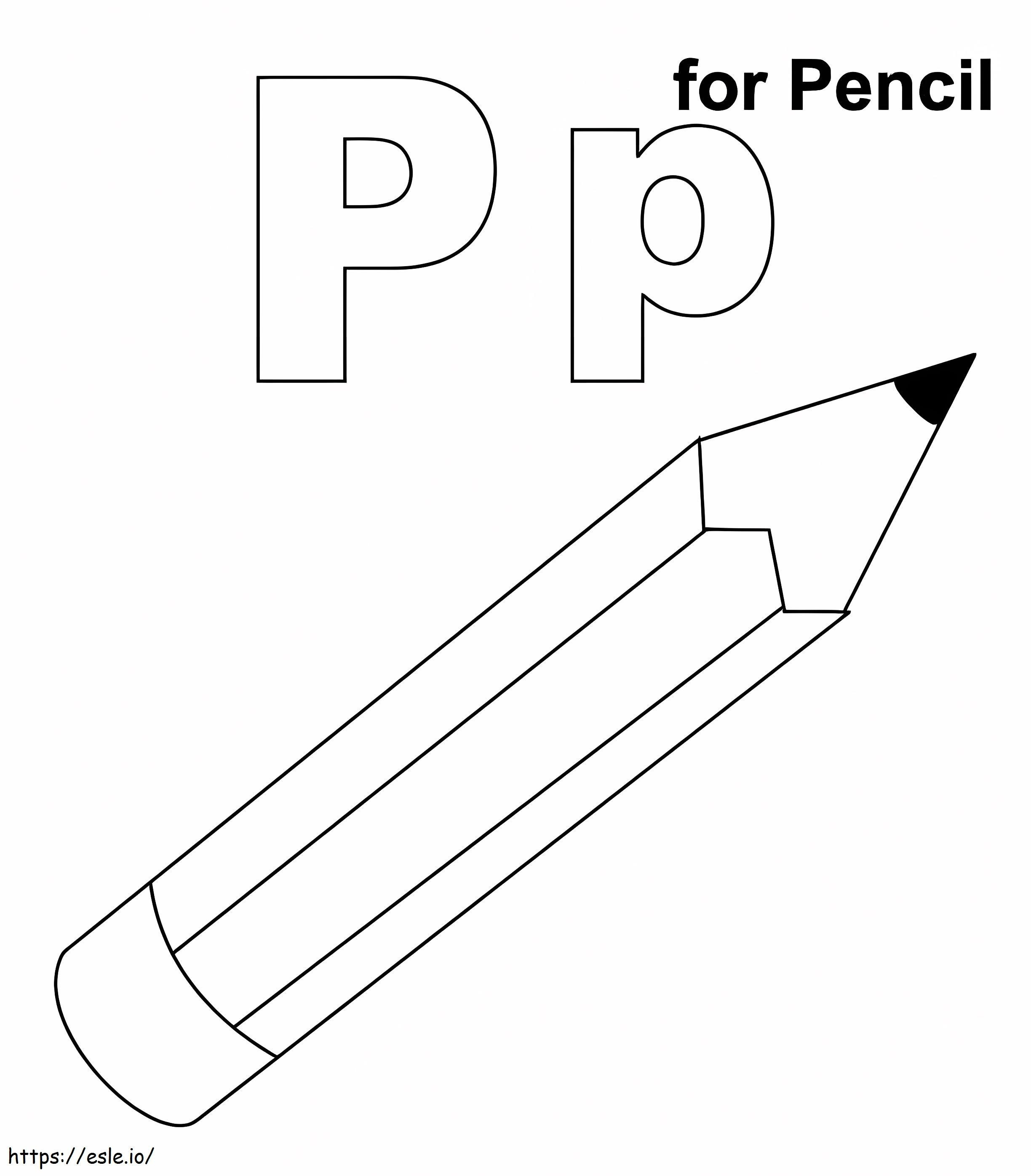 Letter P For Pencil coloring page