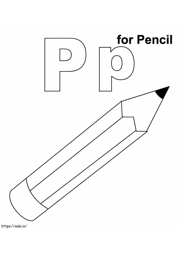 Letter P For Pencil coloring page