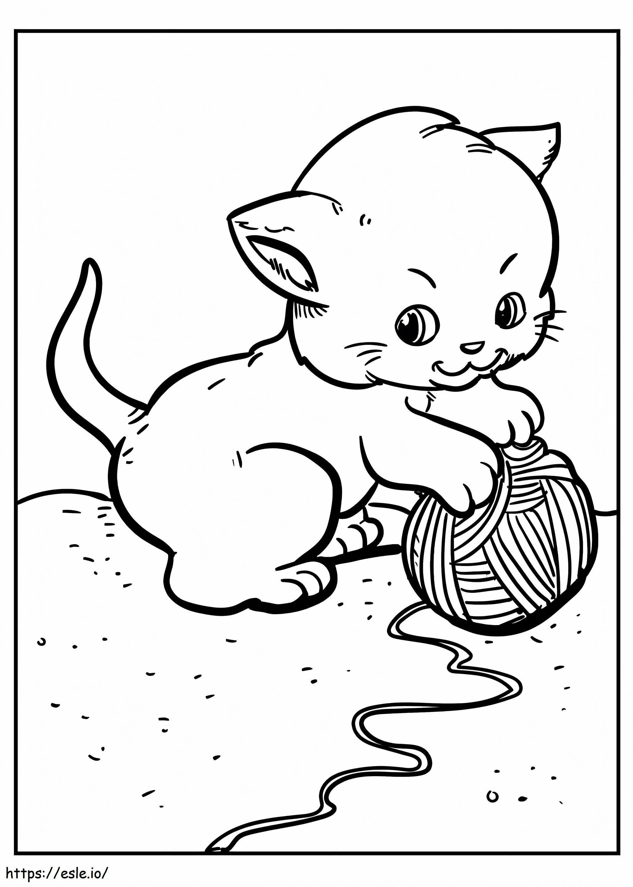 The Cat And The Roll Of Wool coloring page