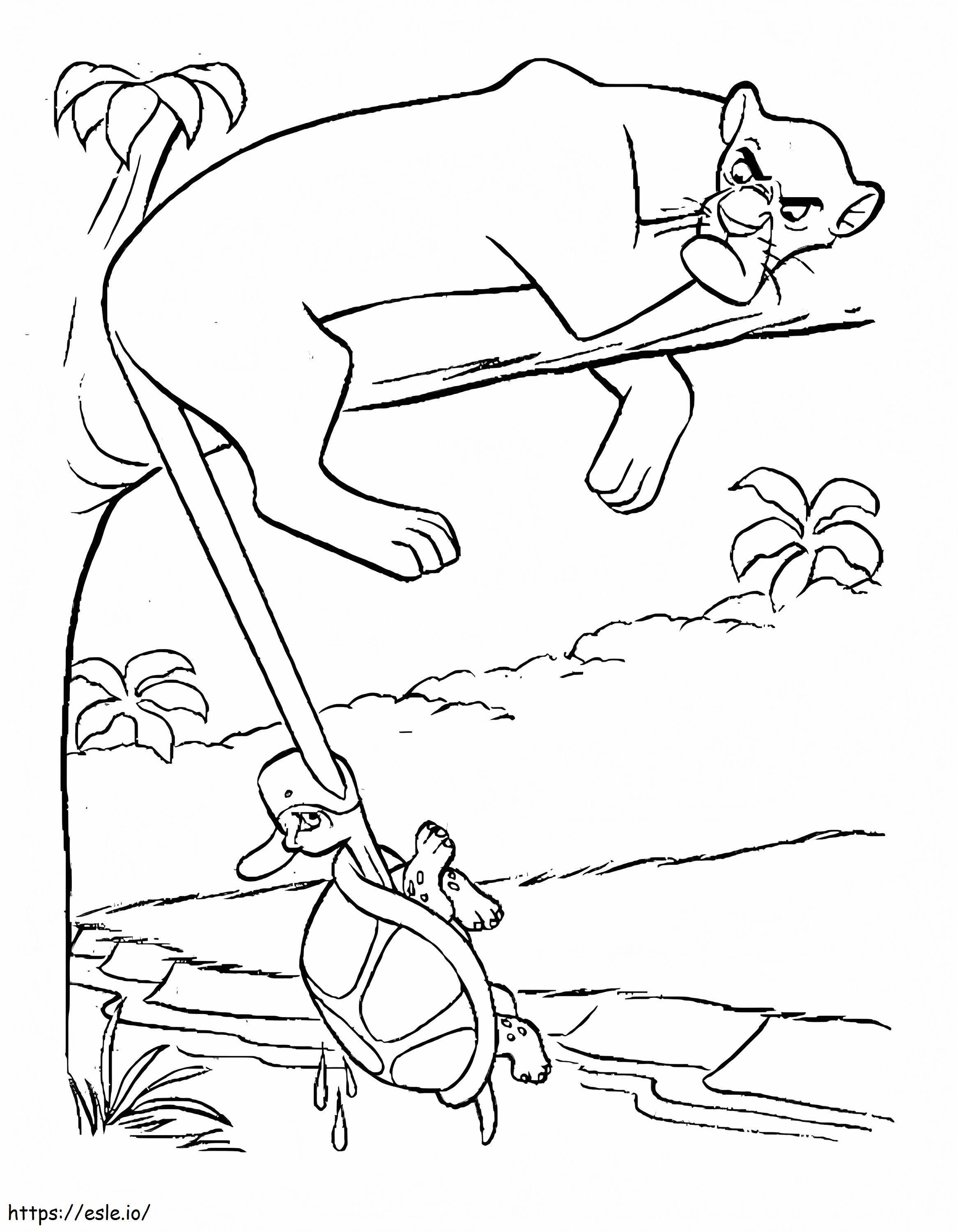 Bagheera And Turtle coloring page