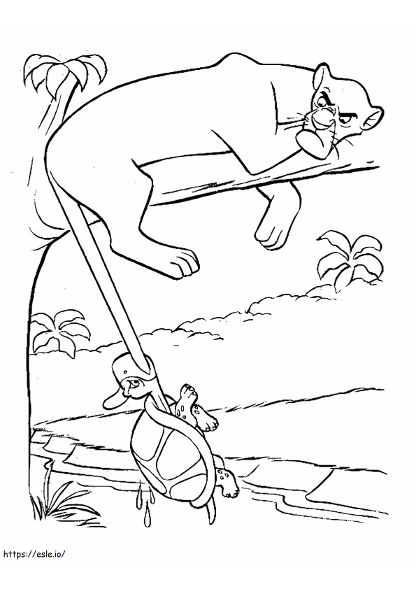 Bagheera And Turtle coloring page