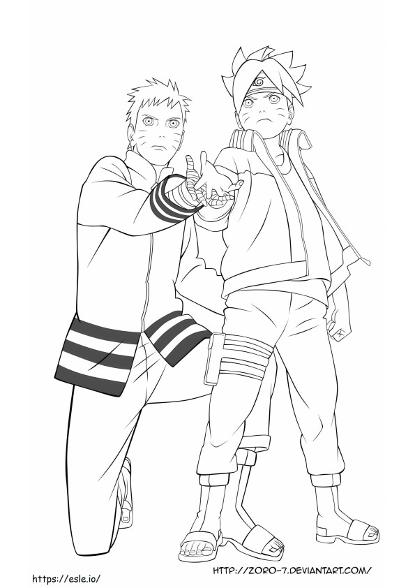 Boruto Learning Rasengan With Naruto coloring page