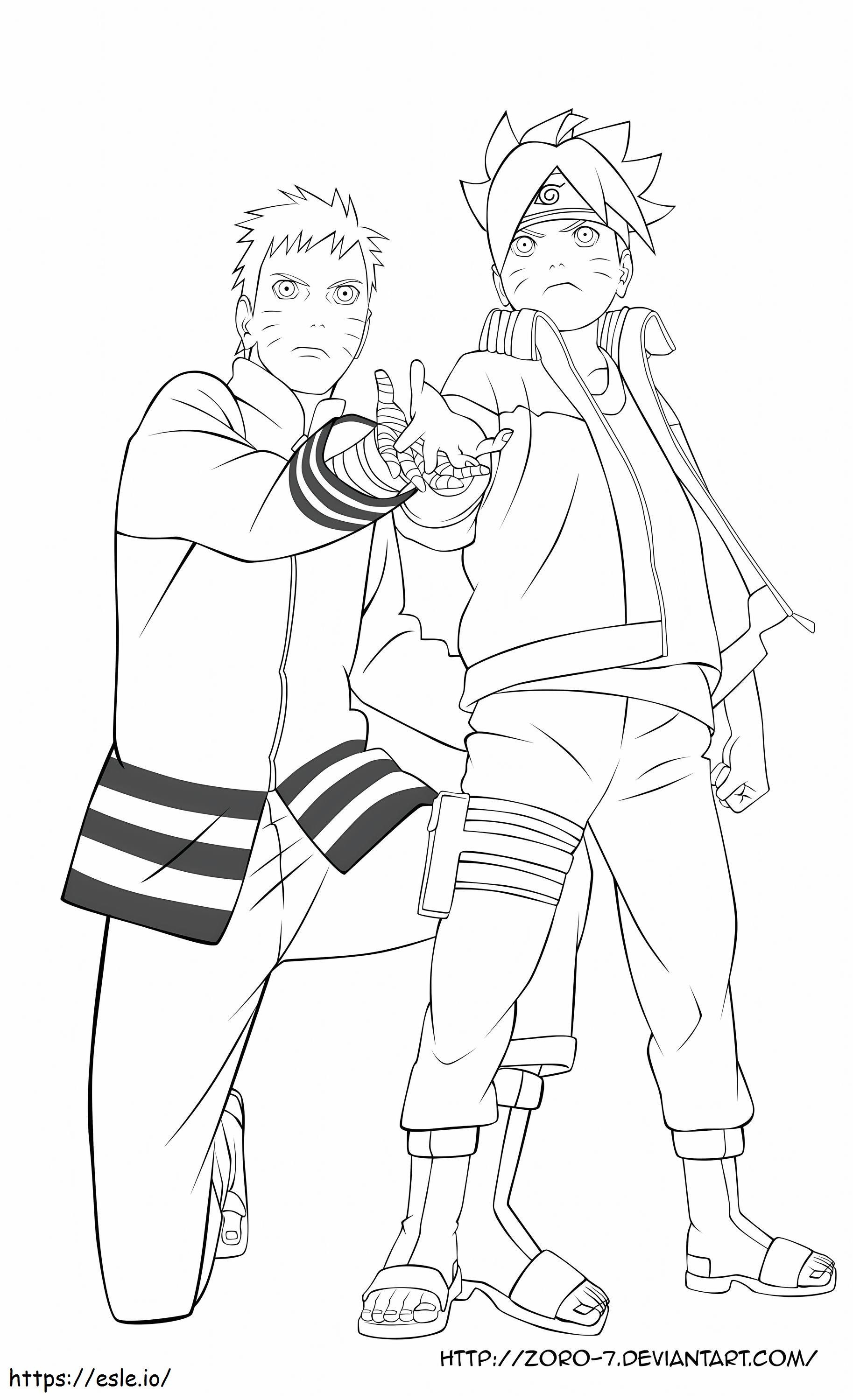 Boruto Learning Rasengan With Naruto coloring page