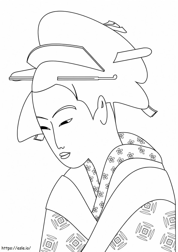 Japanese Woman Portrait coloring page