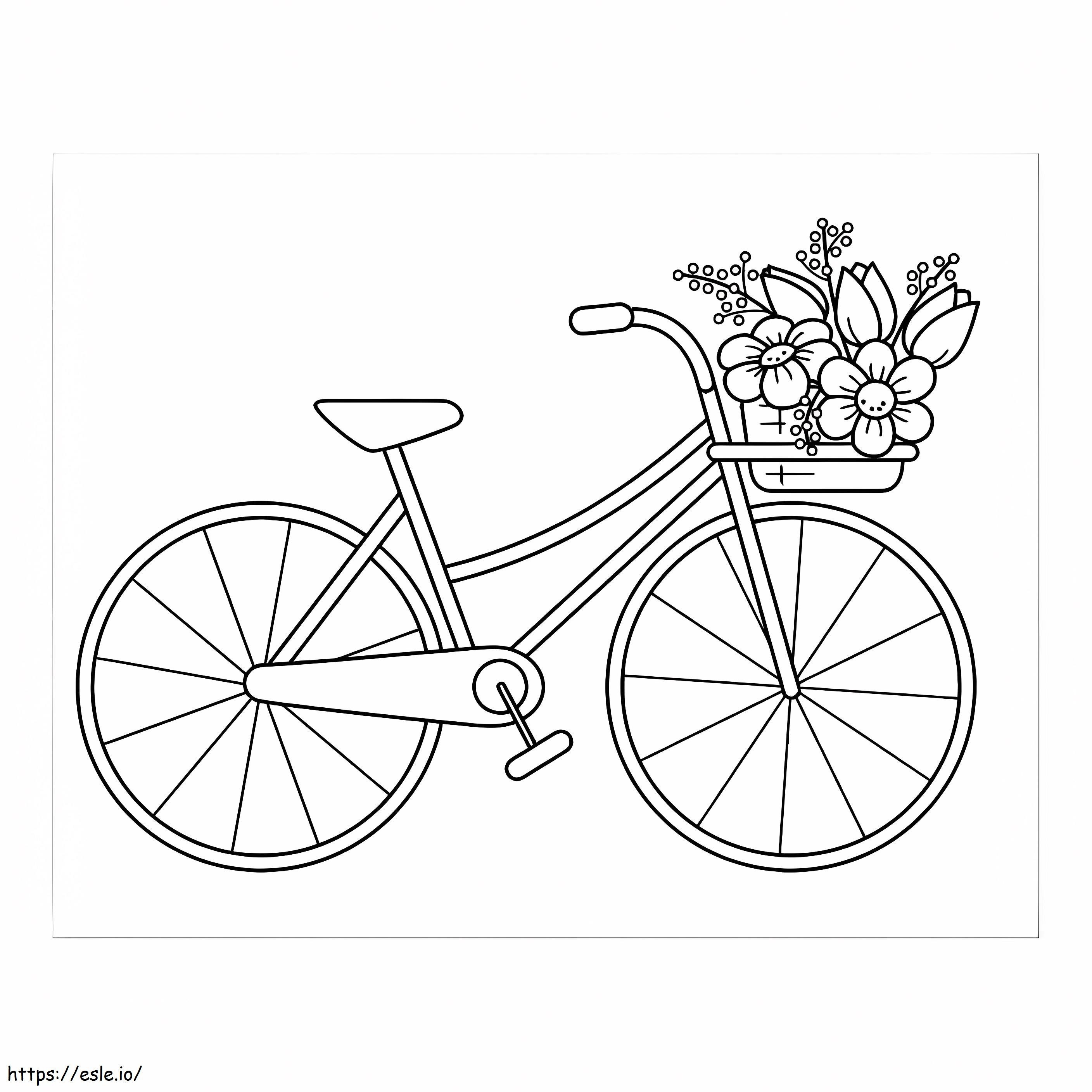 Bicicleta com cesta de flores para colorir