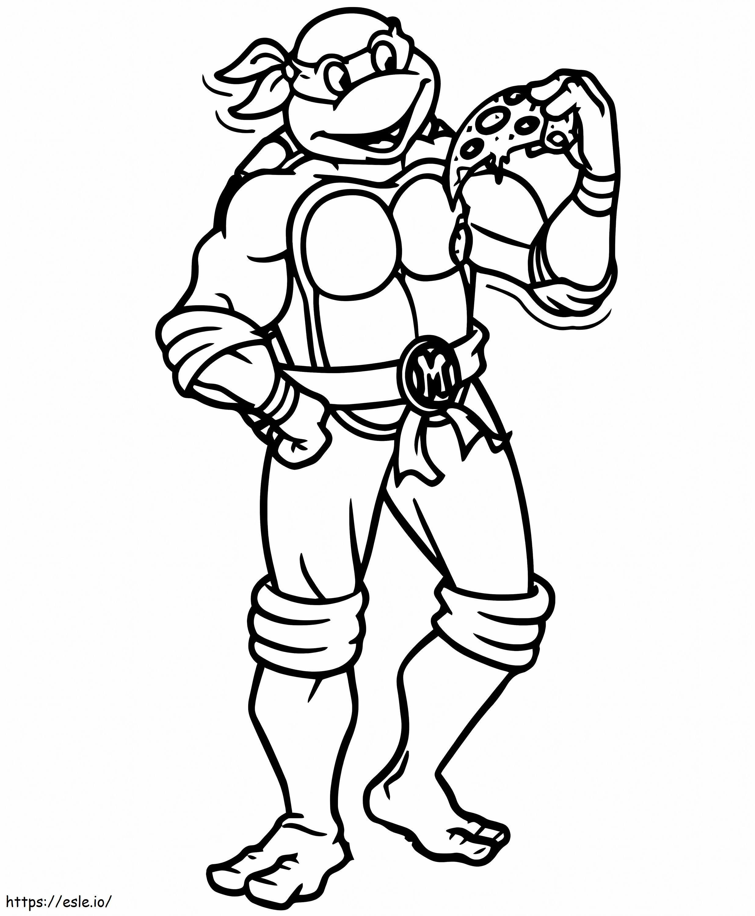 Michelangelo comendo pizza 2 para colorir