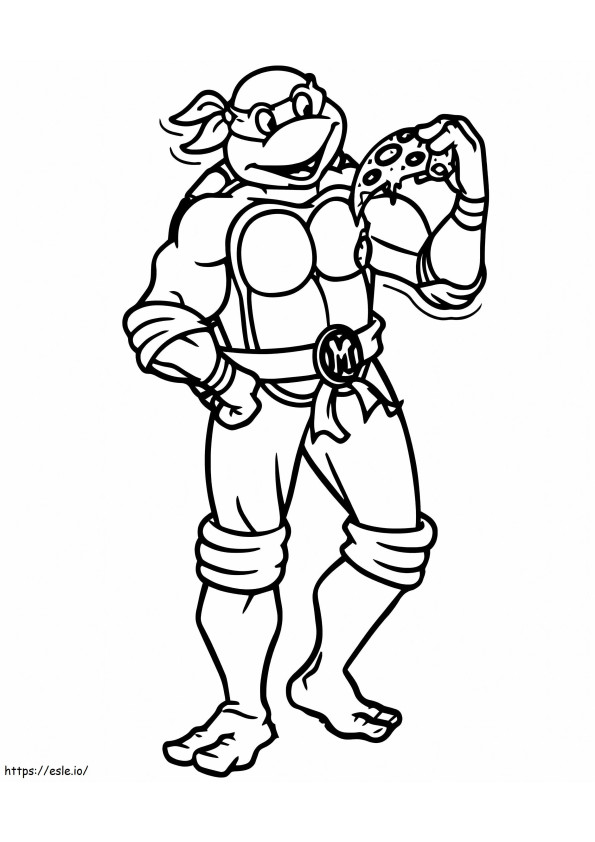 Michelangelo comendo pizza 2 para colorir