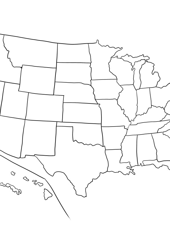 US outline map to print for free and color