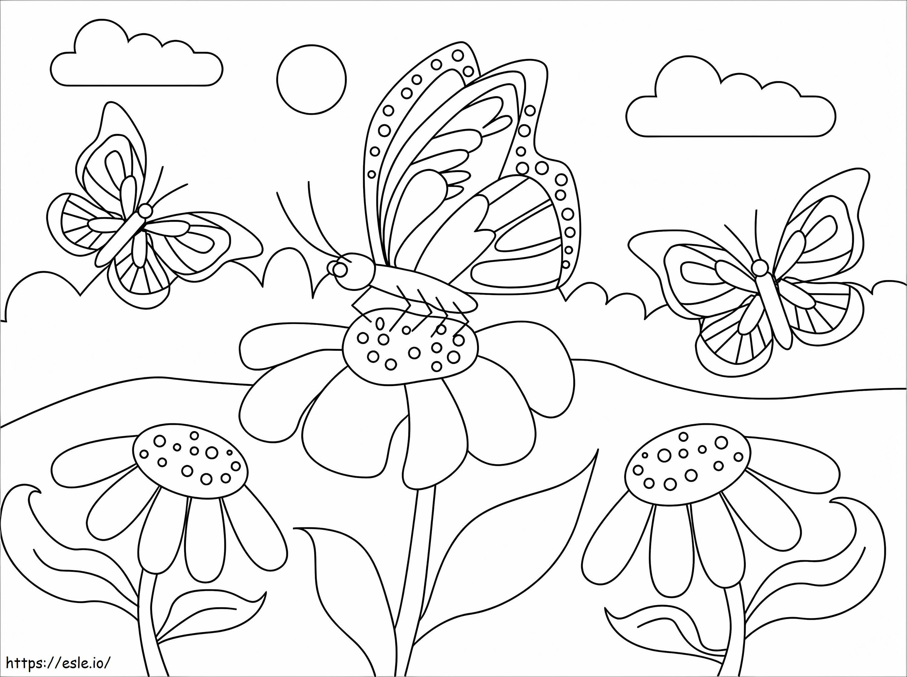 Três borboletas para colorir