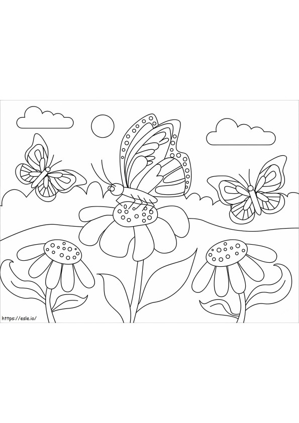 Coloriage Trois papillons à imprimer dessin