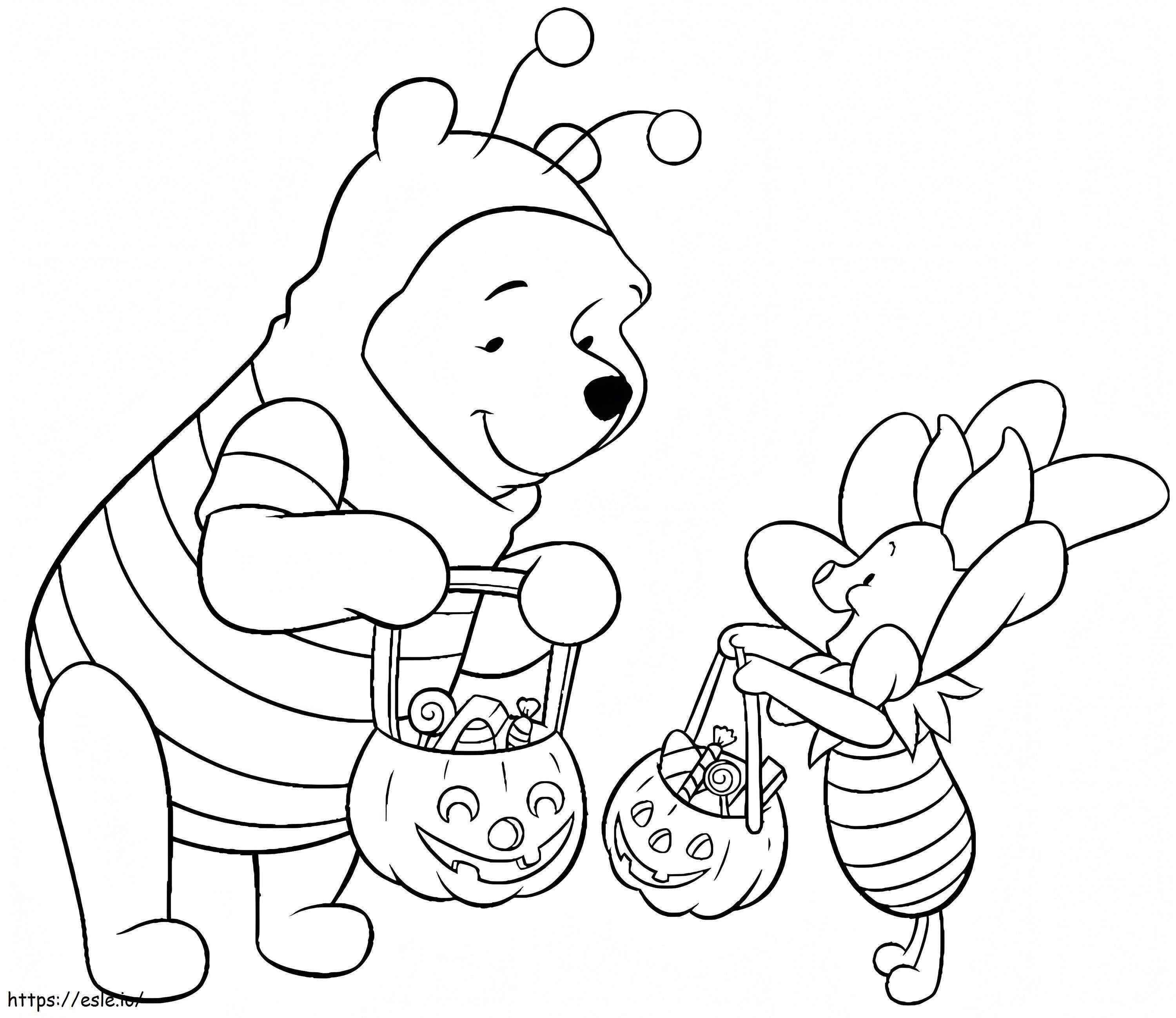 Pooh e maialino ad Halloween da colorare