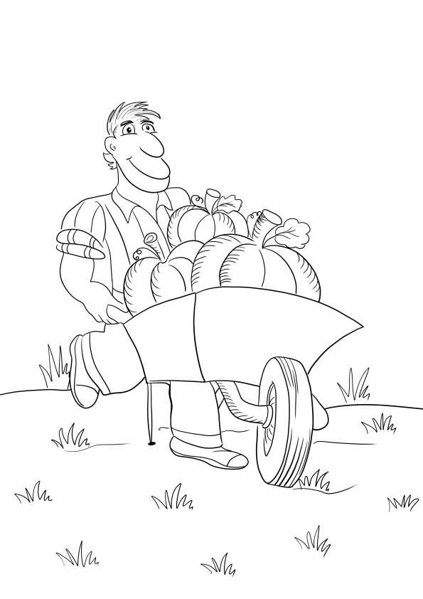 Farmer to print and color for kids for free