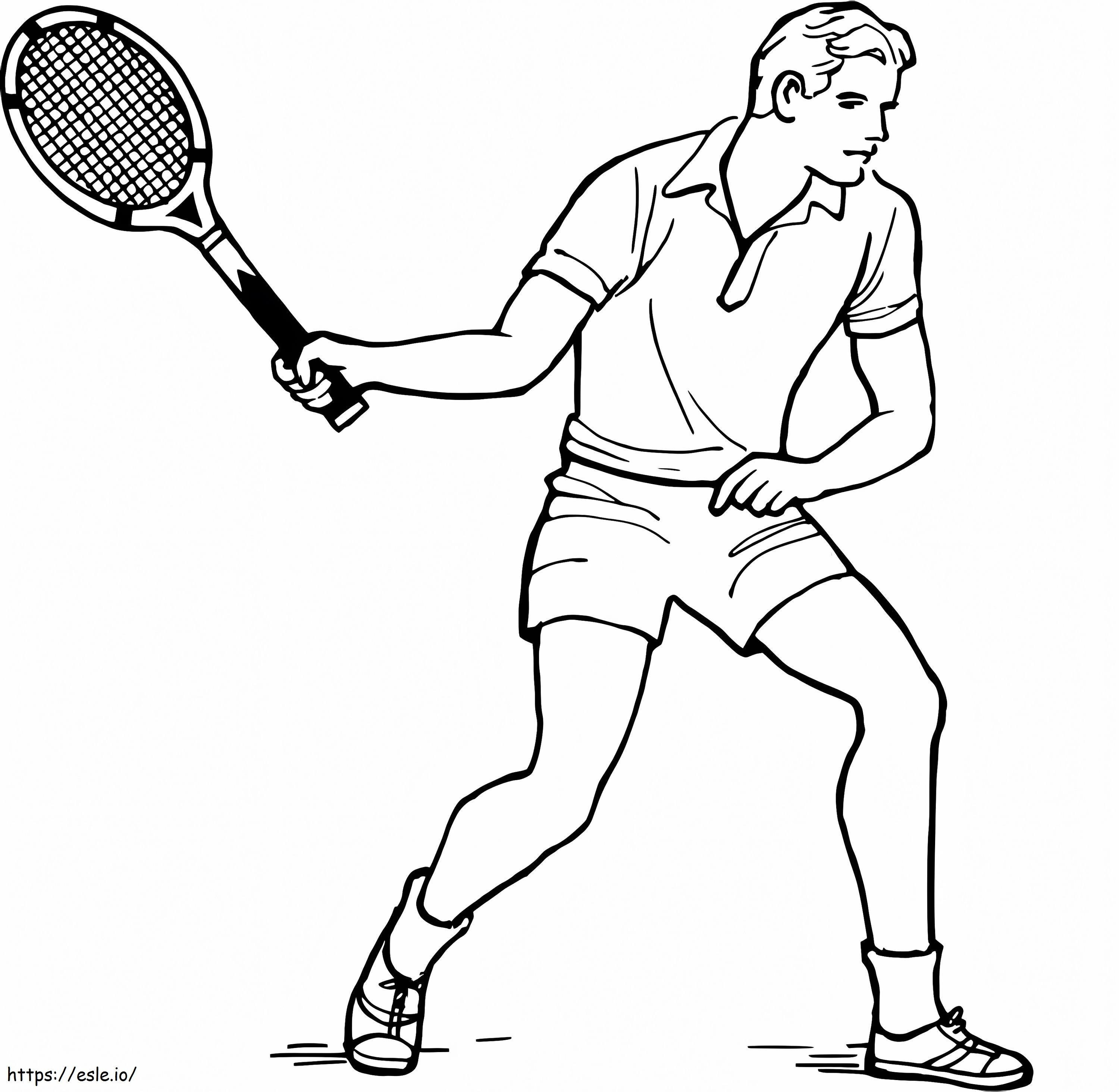 Giocatore di tennis d'epoca da colorare
