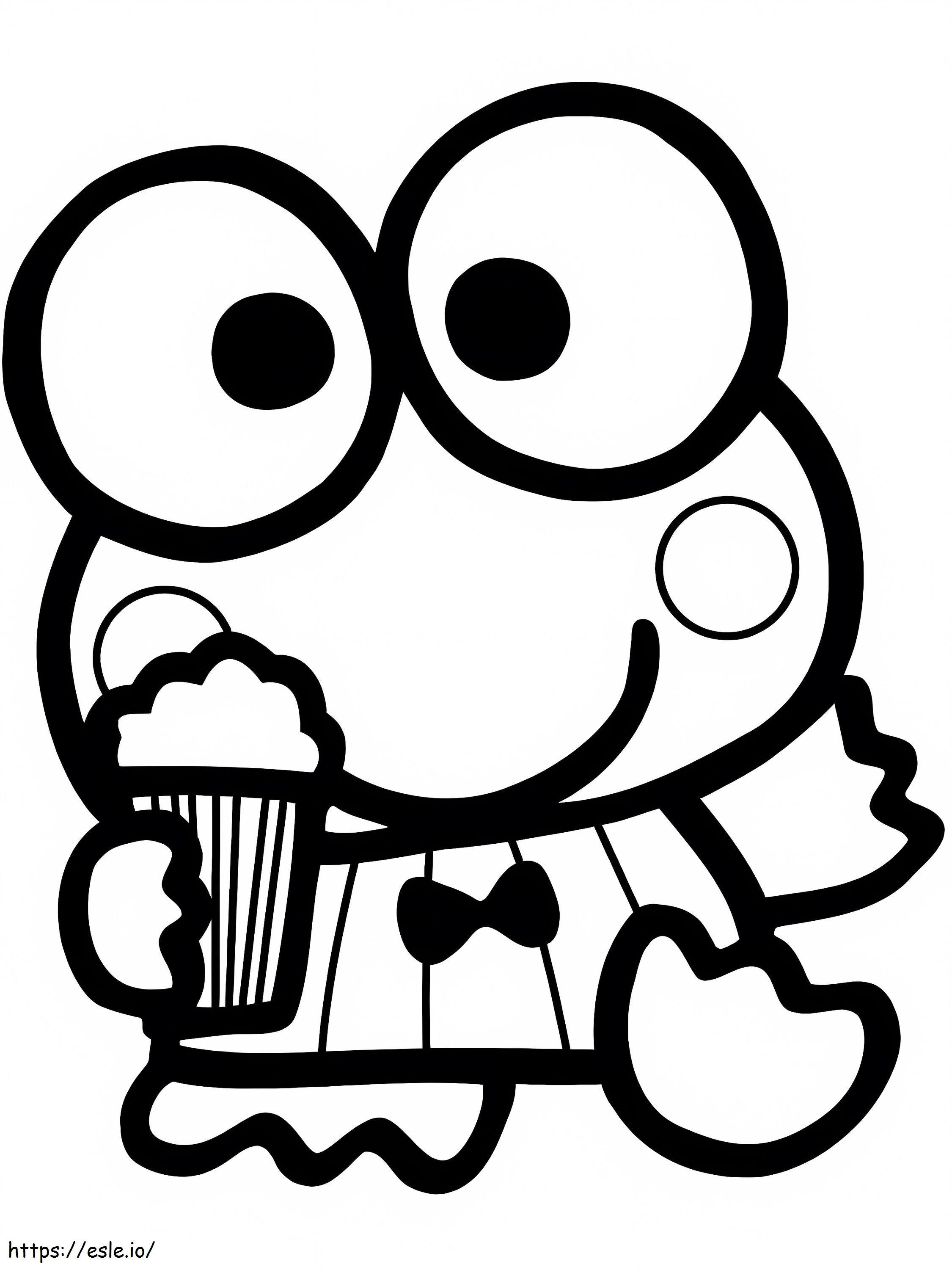 Keroppi With Popcorn coloring page