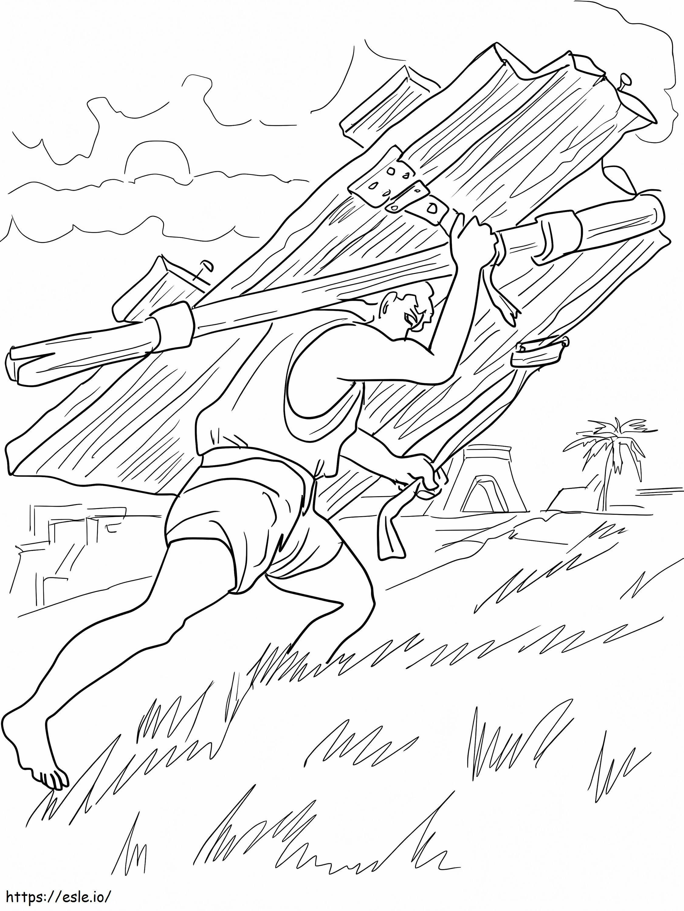 Samson Carries Gates Of Gaza coloring page