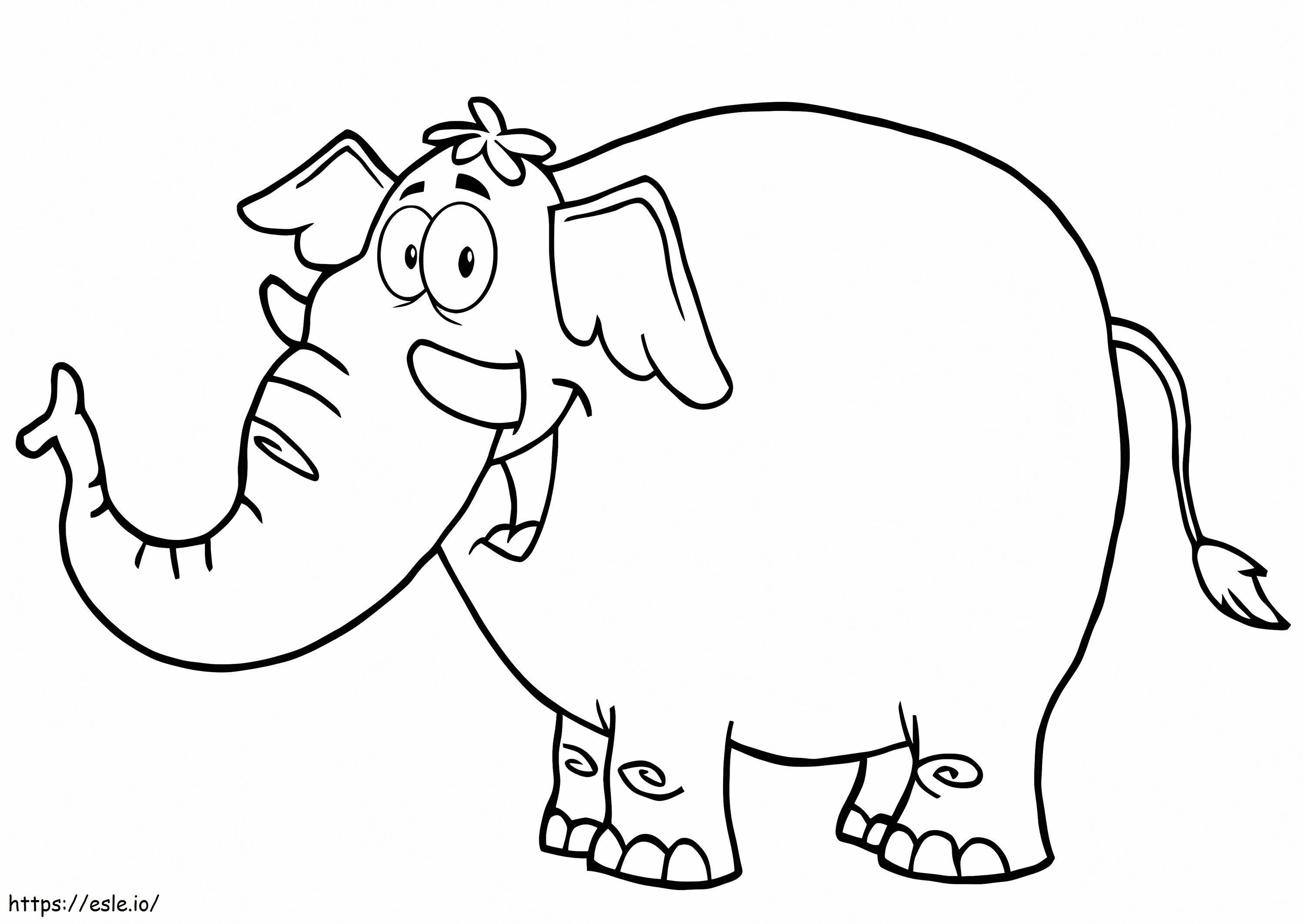 Sarjakuva elefantti hymyilee värityskuva