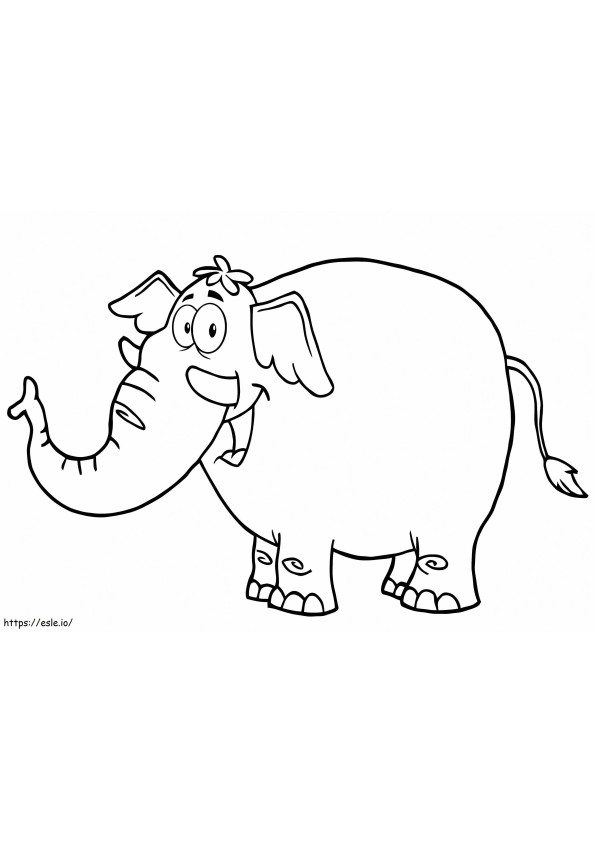 Elefante de desenho animado sorrindo para colorir
