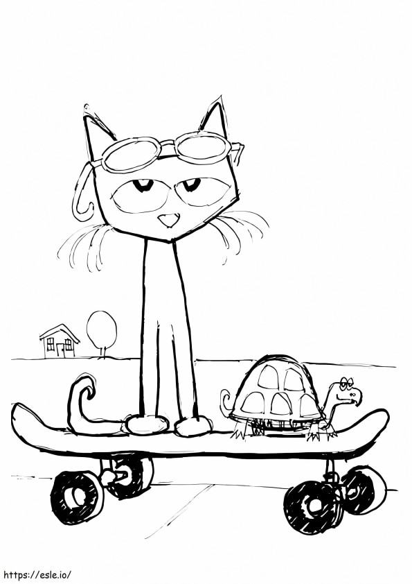 Pete The Cat And The Turtle coloring page
