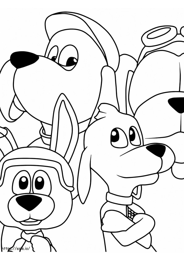 Personaje din Go Dog Go de colorat