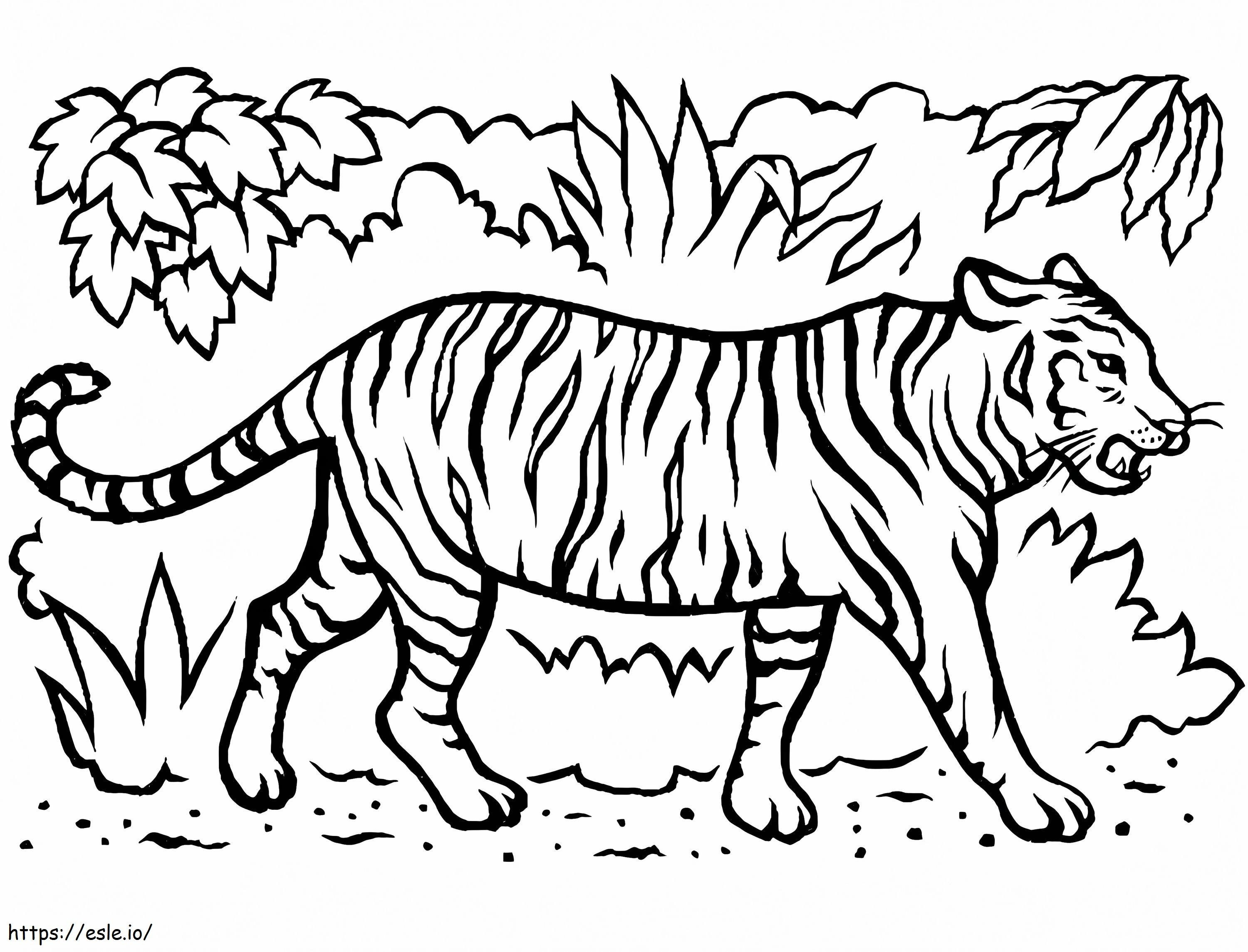Coloriage Tigre dans la jungle à imprimer dessin