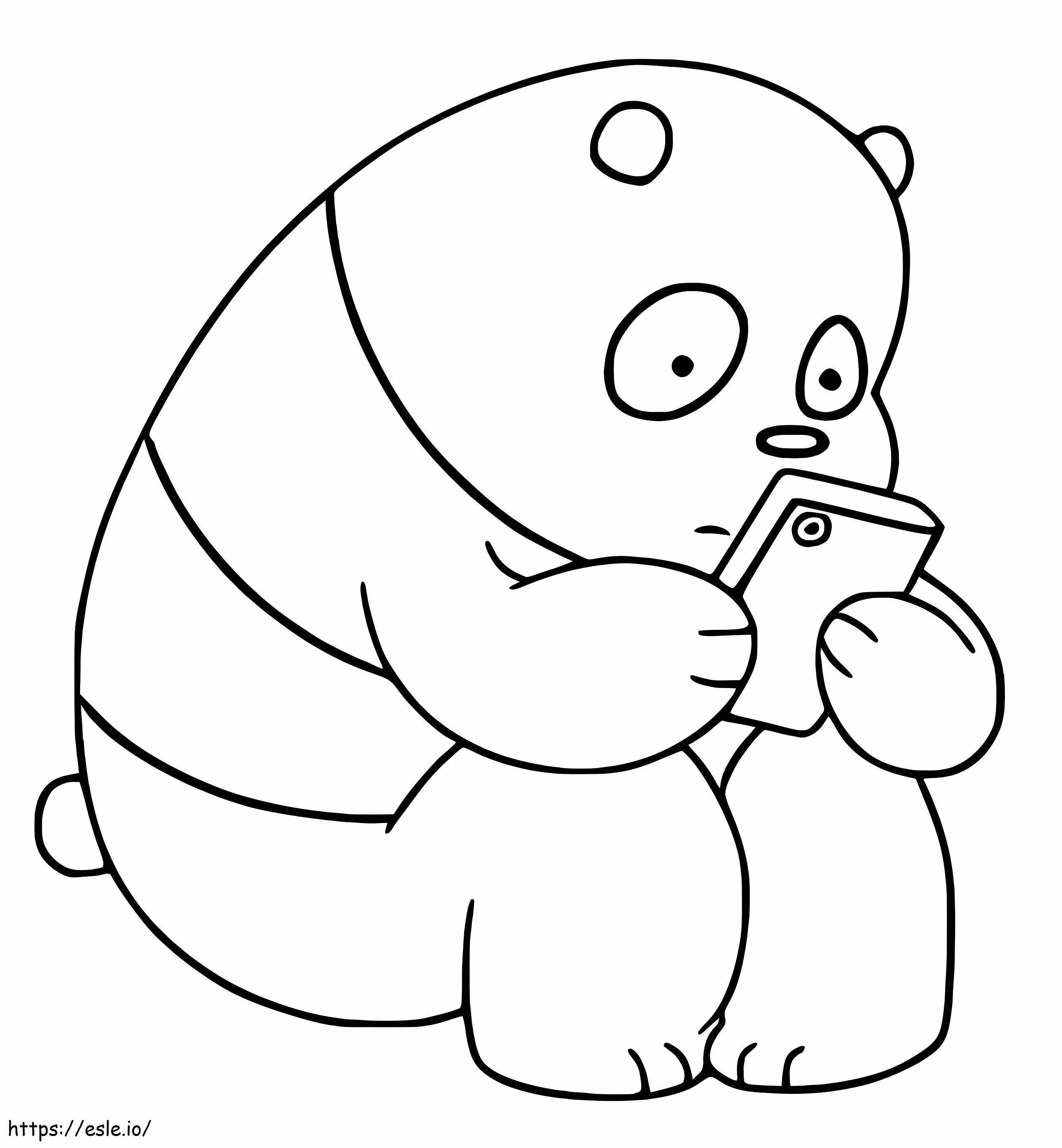 Panda trzymająca smartfon kolorowanka