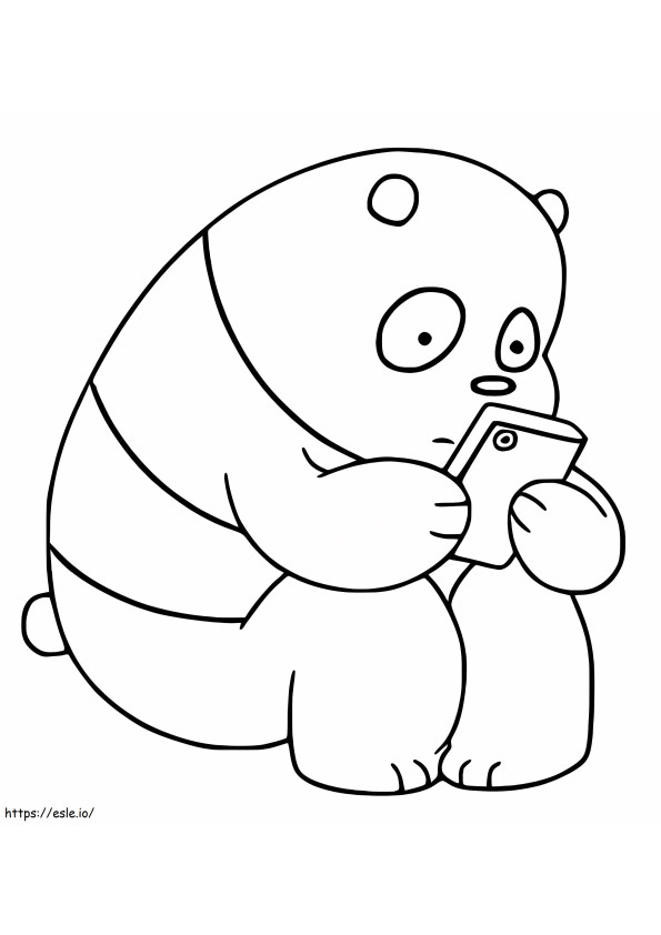 Coloriage Panda tenant un smartphone à imprimer dessin