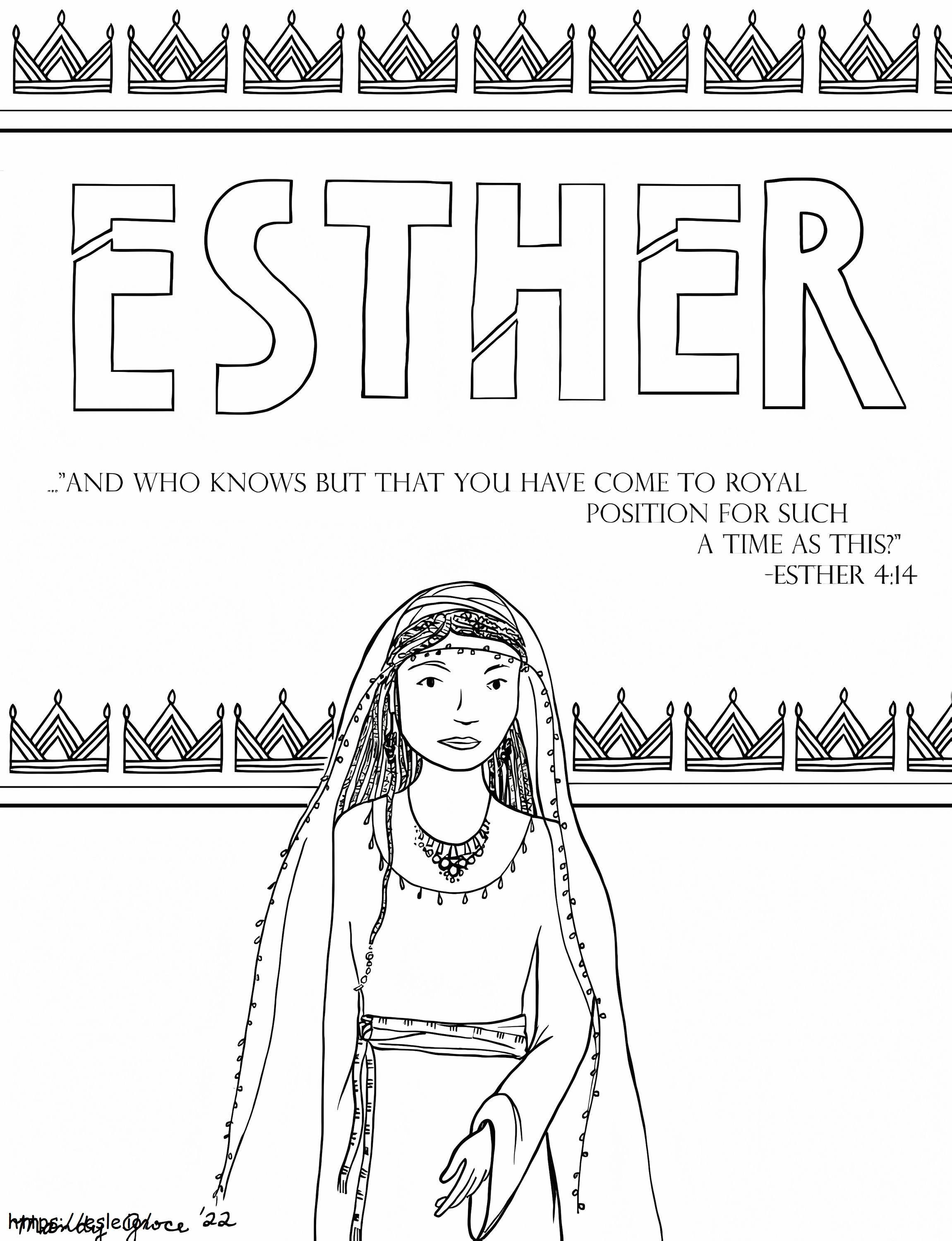 Bezpłatny wydruk Królowa Estera kolorowanka