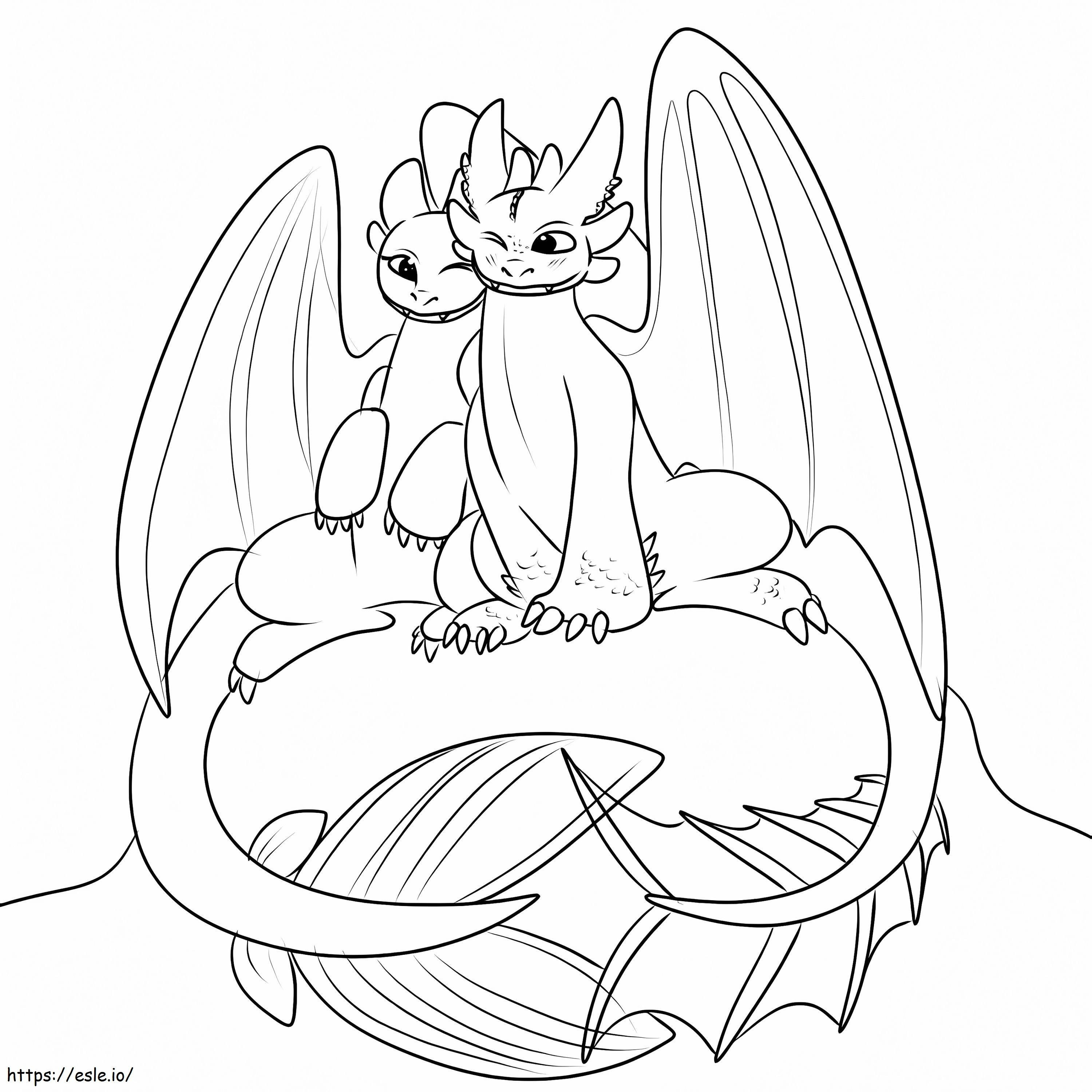 Toothless In Love coloring page