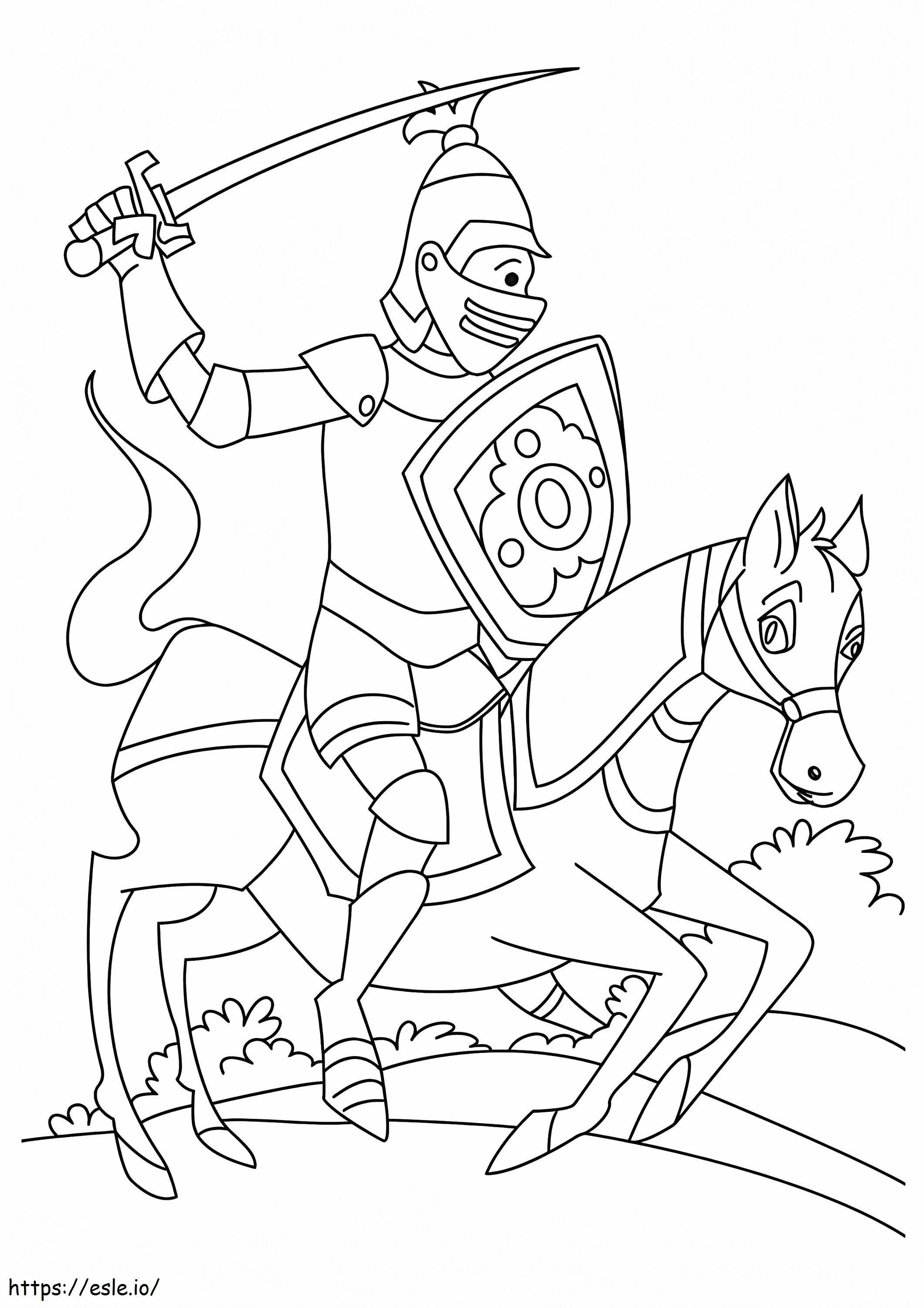 Coloriage 1526721447 Chevalier sur un cheval A4 à imprimer dessin