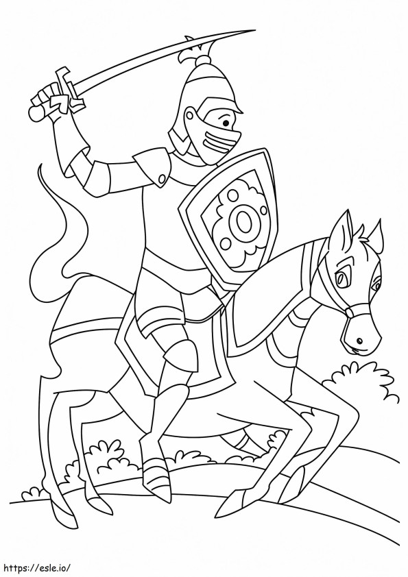 1526721447 馬に乗った騎士 A4 ぬりえ - 塗り絵