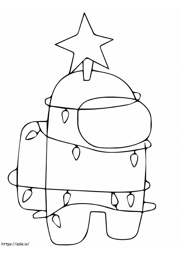 Among Us With Christmas Light And Star Coloring Page coloring page