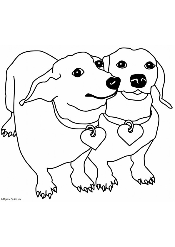 Two Adorable Dachshund coloring page