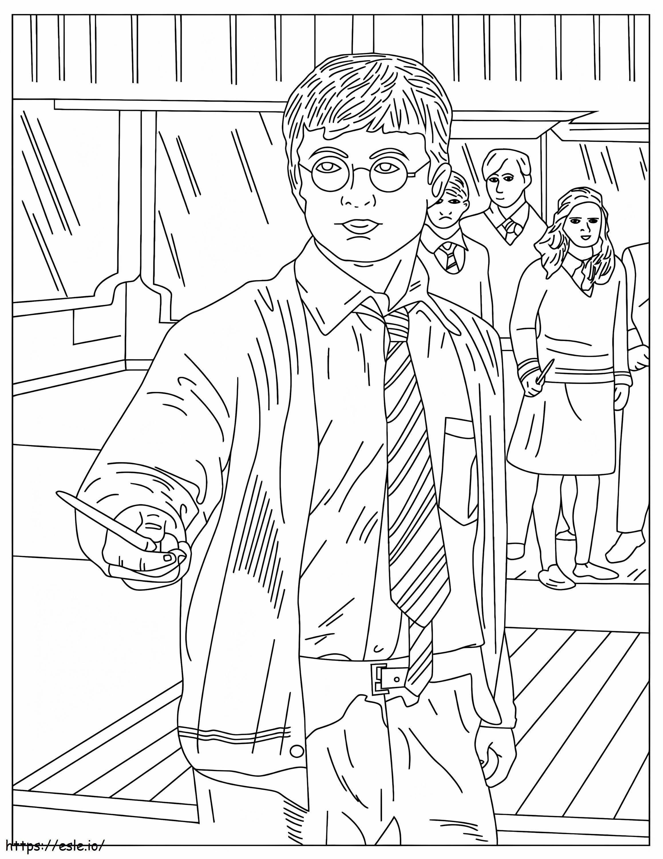 Harry Potter Using Magic Spell coloring page