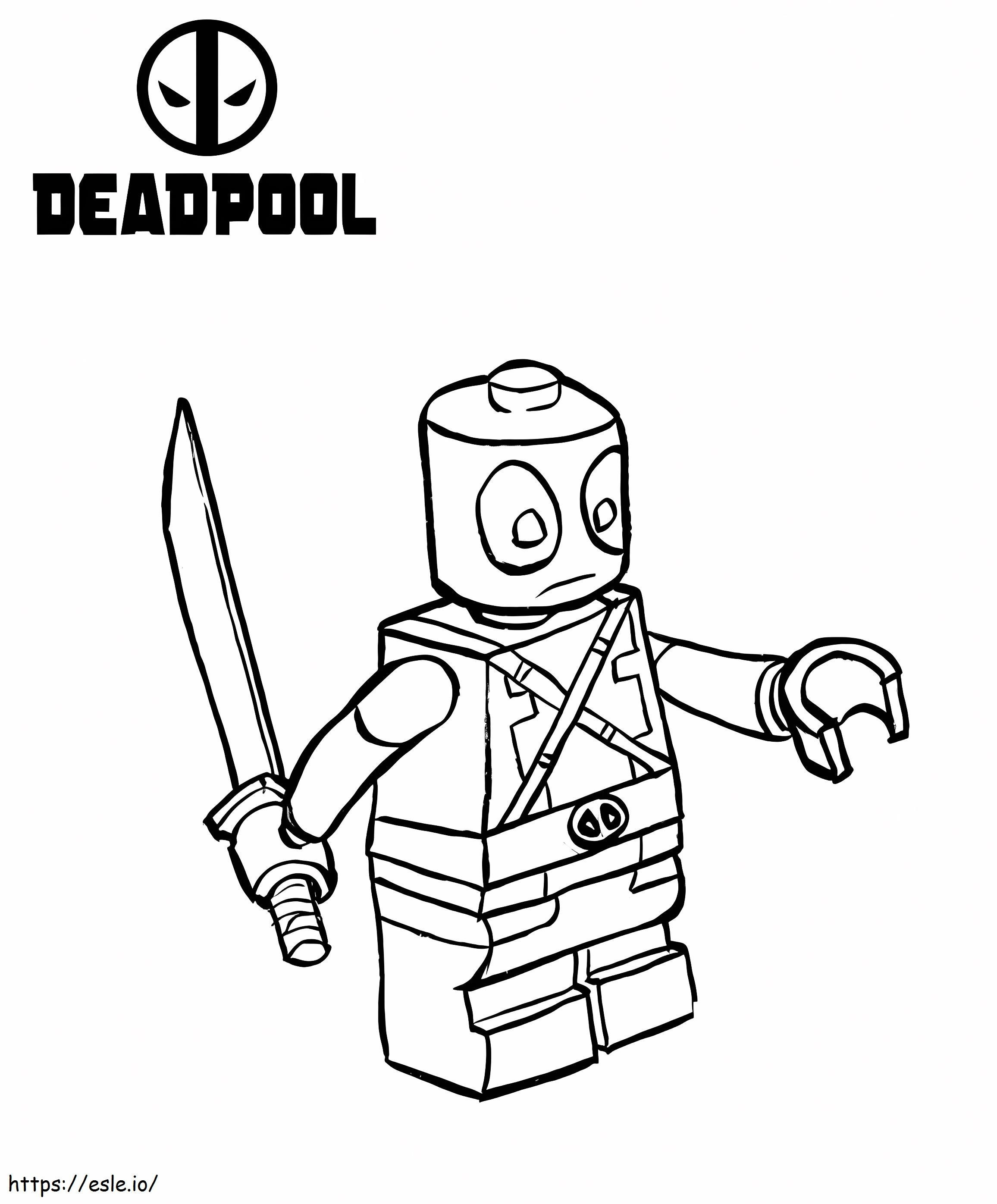 Coloriage Deadpool drôle en Lego à imprimer dessin