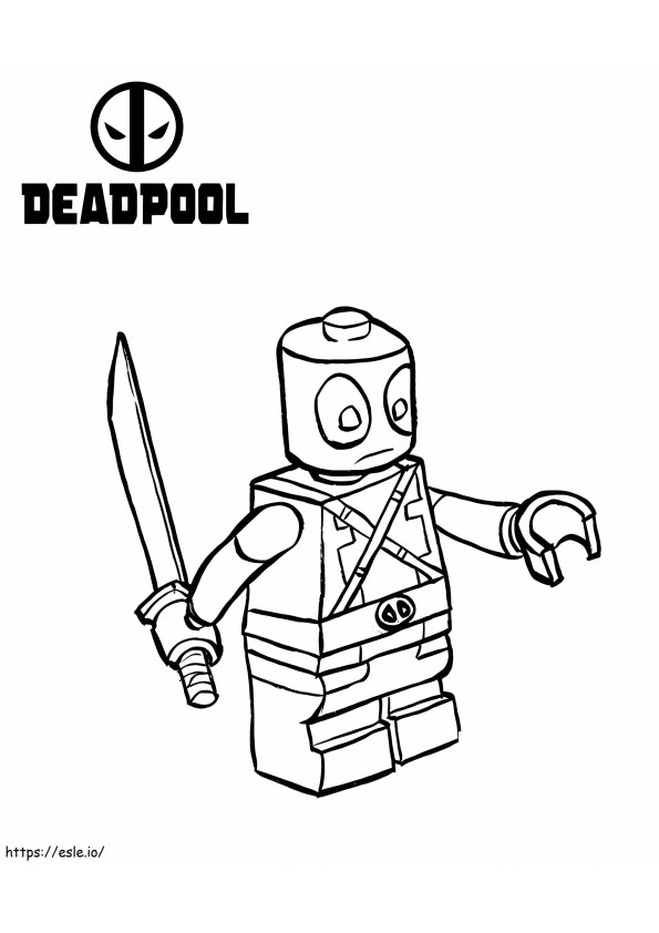Coloriage Deadpool drôle en Lego à imprimer dessin