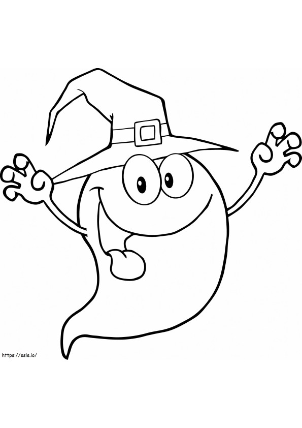 Pelottava Halloween Ghost -sarjakuvahahmo värityskuva