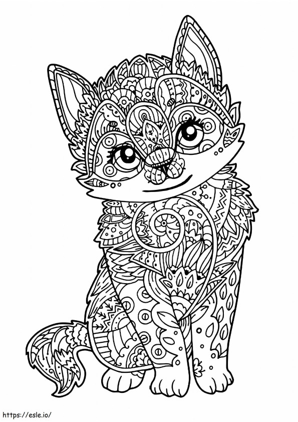 Coloriage Le chaton est à l'échelle d'un adulte à imprimer dessin