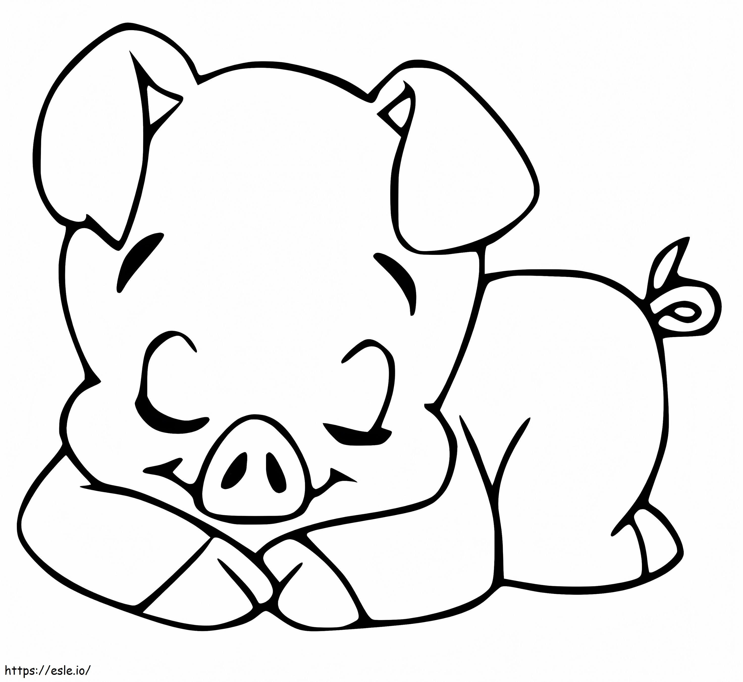 子豚が眠る ぬりえ - 塗り絵