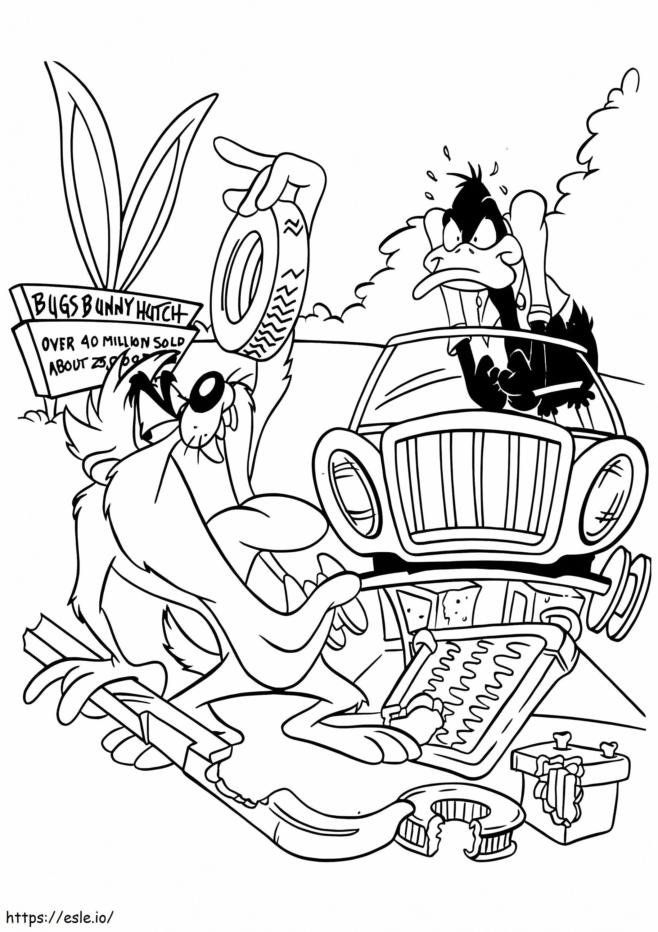 Tasmanian Devil And Daffy Duck coloring page