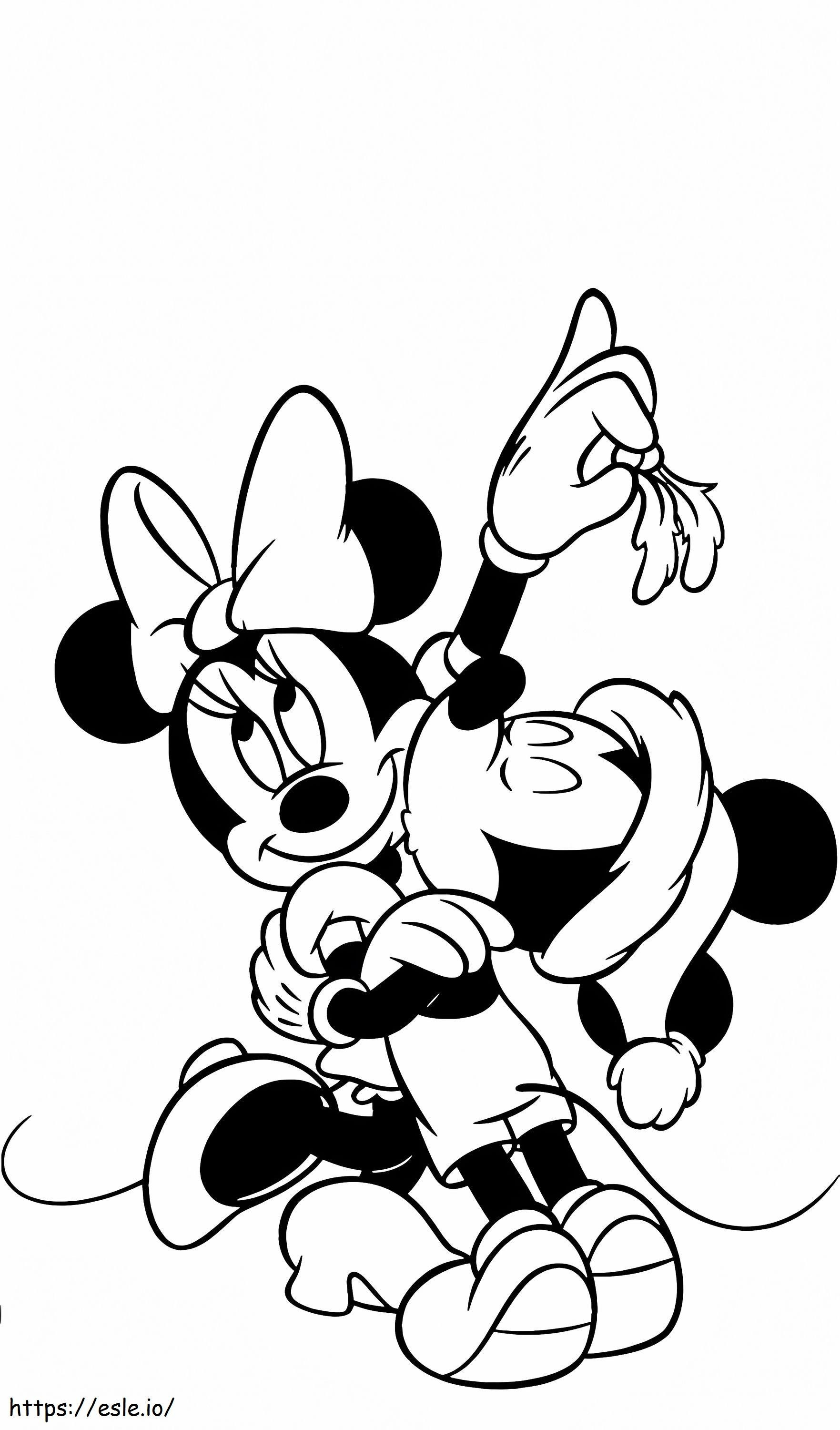 Coloriage Mickey Beso Minnie Mouse à imprimer dessin
