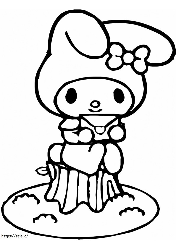 My Melody And Letter coloring page