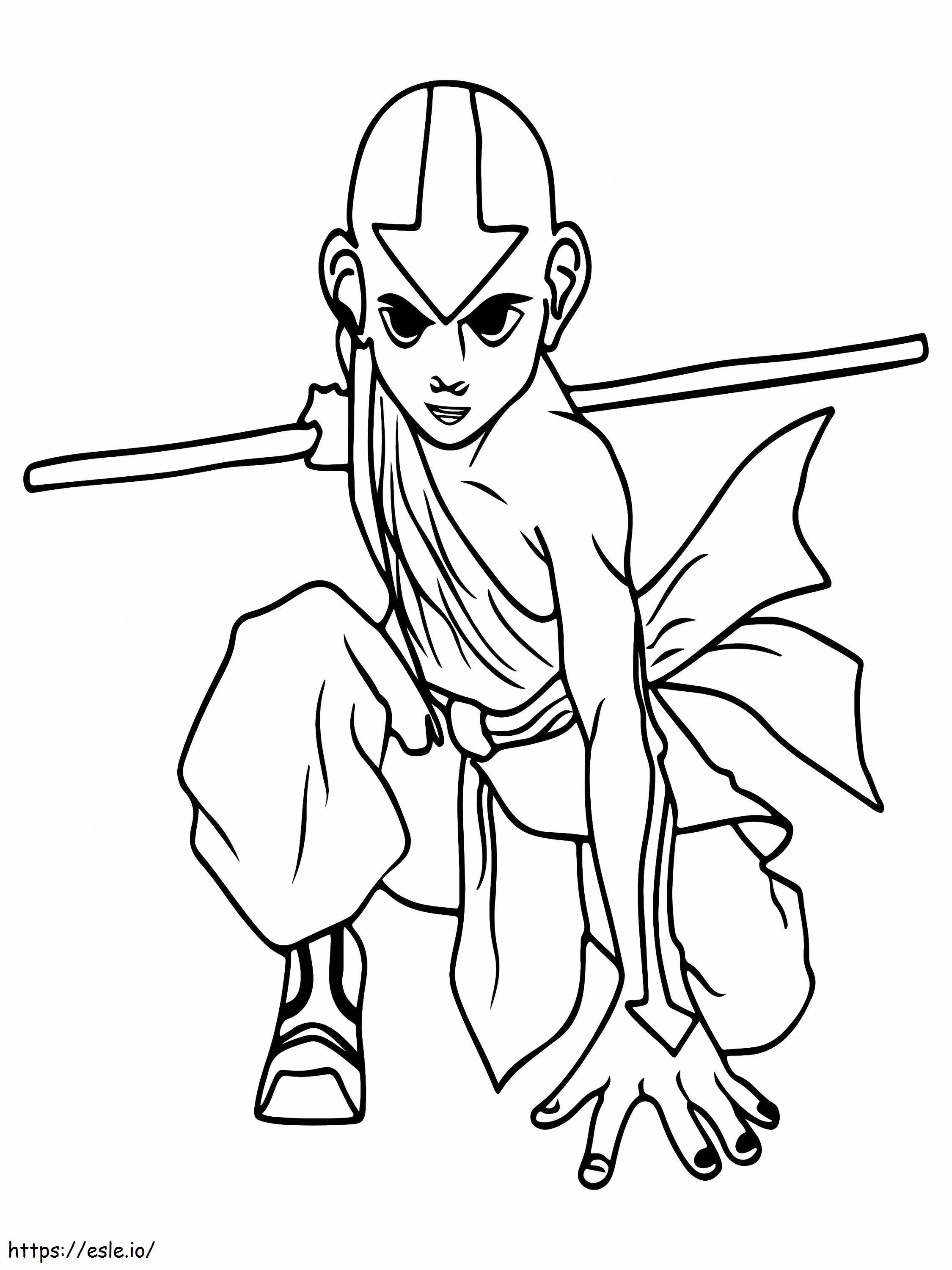 Aang lutando contra a lenda de Korra para colorir