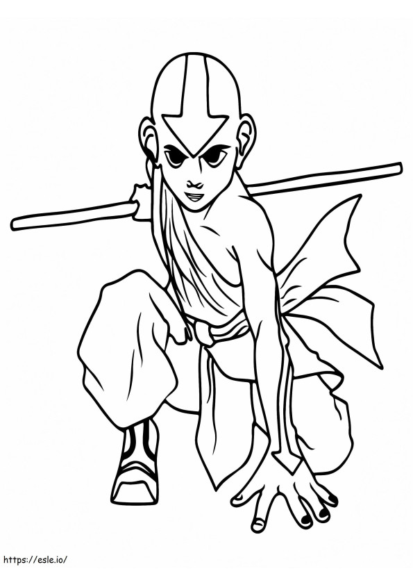 Aang lutando contra a lenda de Korra para colorir