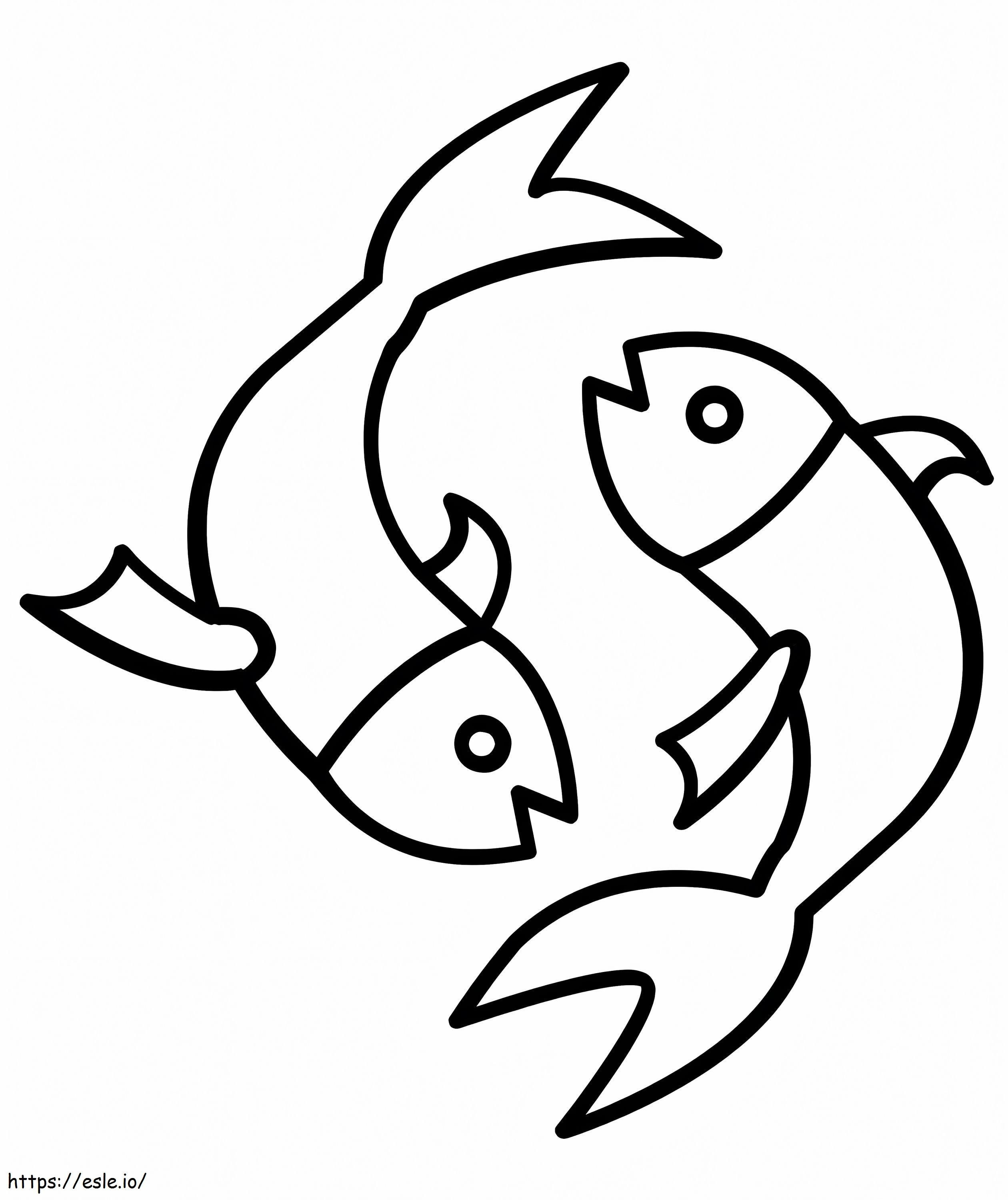 Simbolo Pesci Facile da colorare