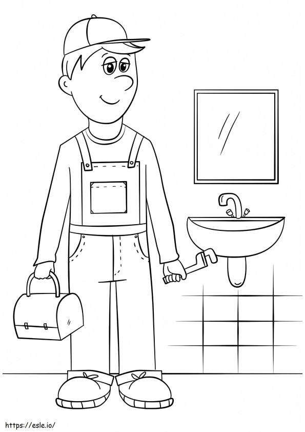 Happy Plumber coloring page