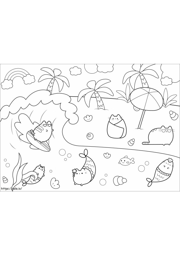 Pusheen Mundial Scaled coloring page