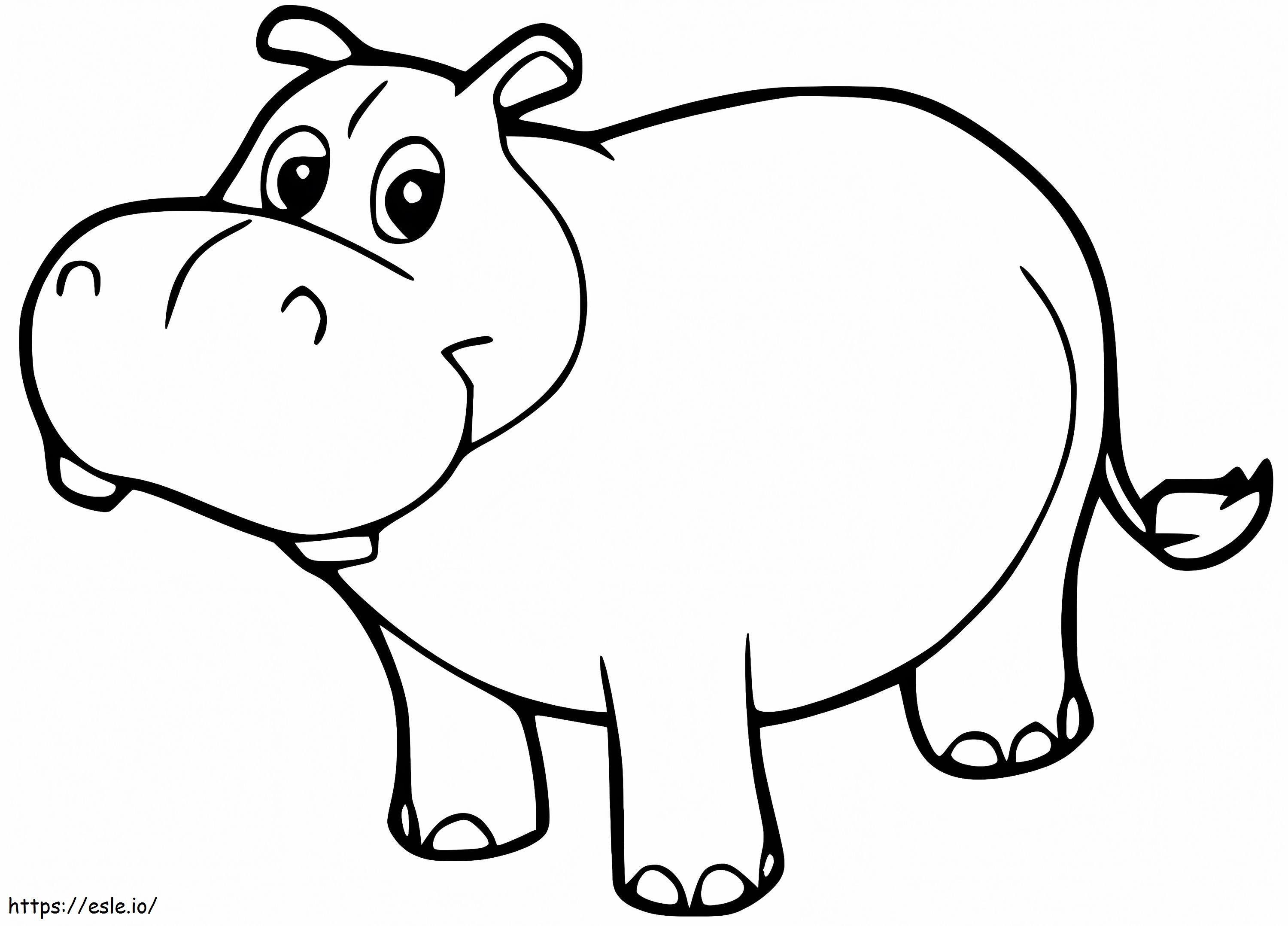 Coloriage Mignon petit hippopotame à imprimer dessin