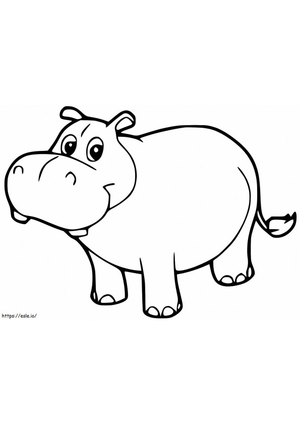 Coloriage Mignon petit hippopotame à imprimer dessin