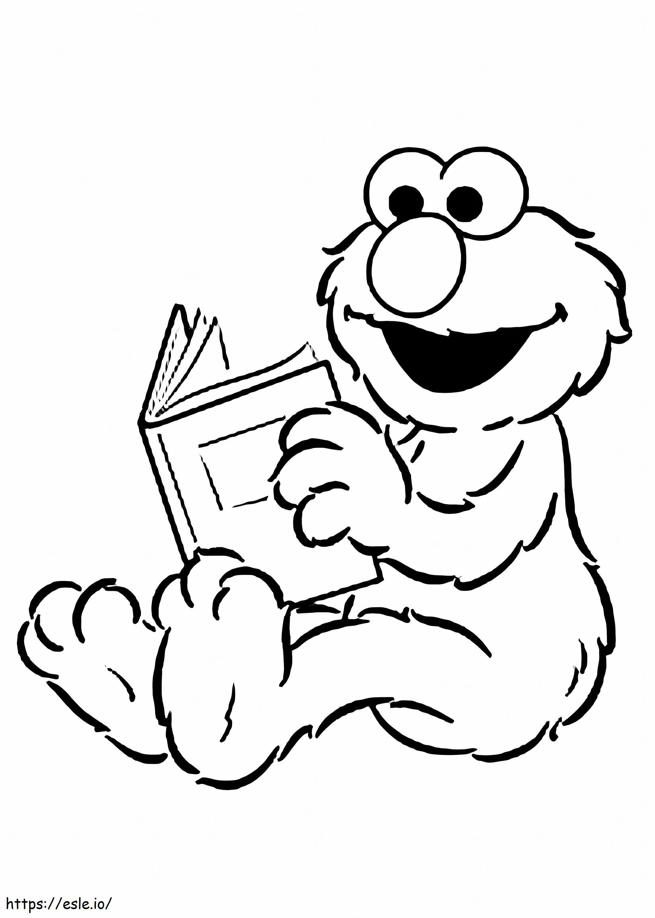 Elmo Reading Book coloring page
